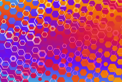 Abstract Red Orange and Blue Gradient Hexagon Background Vector Illustration