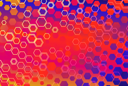 Abstract Red Orange and Blue Gradient Hexagon Shape Background Vector Eps