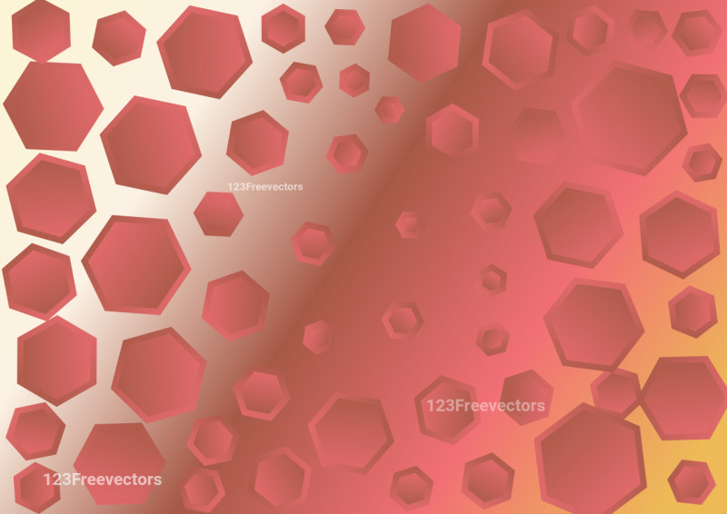 Abstract Red Yellow and Beige Gradient Hexagon Background
