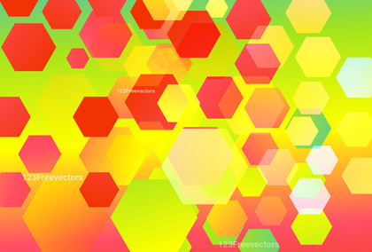 Abstract Red Yellow and Green Gradient Hexagon Shape Background