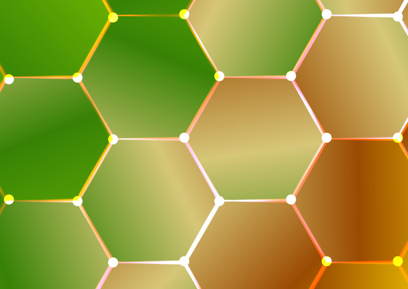 Orange and Green Gradient Hexagon Pattern Background Vector Illustration