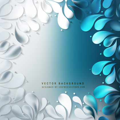 Abstract Blue White Decorative Floral Drops Background