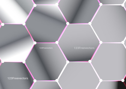 Abstract Pink and Grey Gradient Hexagon Pattern Background Design