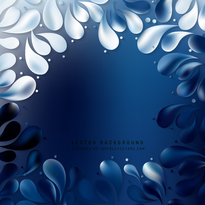 Abstract Dark Blue Floral Ornamental Drops Background