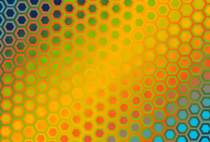 Blue Green and Orange Gradient Geometric Hexagon Background