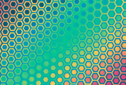 Abstract Blue Green and Orange Gradient Hexagon Pattern Background