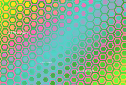 Abstract Blue Pink and Green Gradient Geometric Hexagon Background