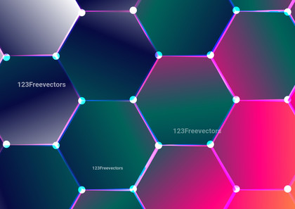 Abstract Blue Pink and Green Gradient Geometric Hexagon Pattern Background