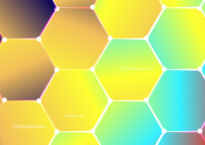 Abstract Blue Yellow and Orange Gradient Hexagon Pattern Background Design
