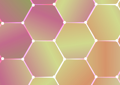 Green Orange and Pink Gradient Hexagon Pattern Background Illustrator