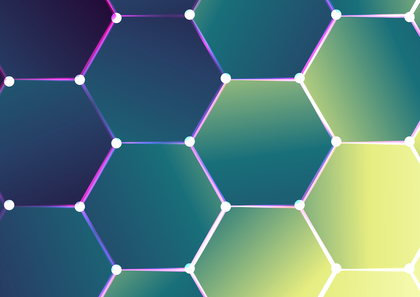 Abstract Pink Blue and Yellow Gradient Hexagon Pattern Background