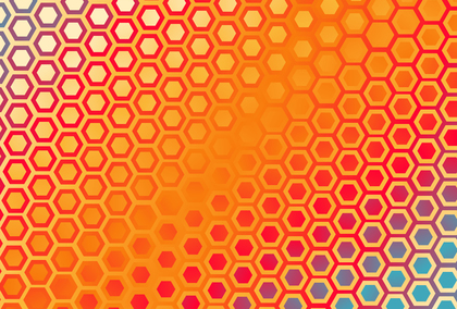 Red Orange and Blue Gradient Geometric Hexagon Pattern Background Design