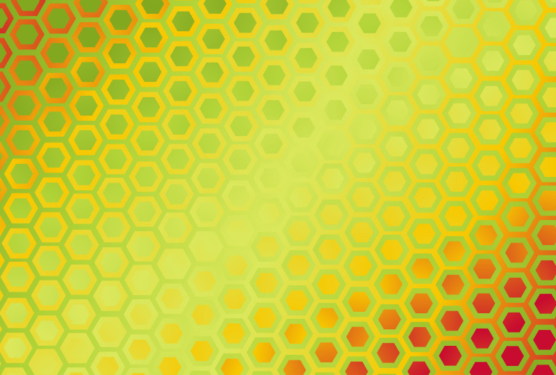 Abstract Red Yellow and Green Gradient Geometric Hexagon Background