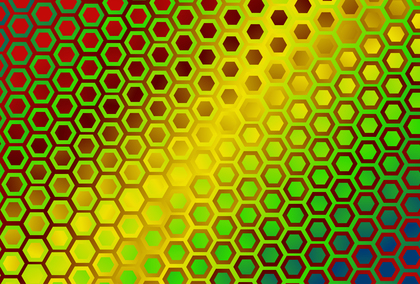 Abstract Red Yellow and Green Gradient Geometric Hexagon Pattern Background Vector