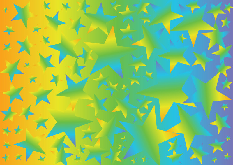 Abstract Blue Green and Orange Gradient Star Background