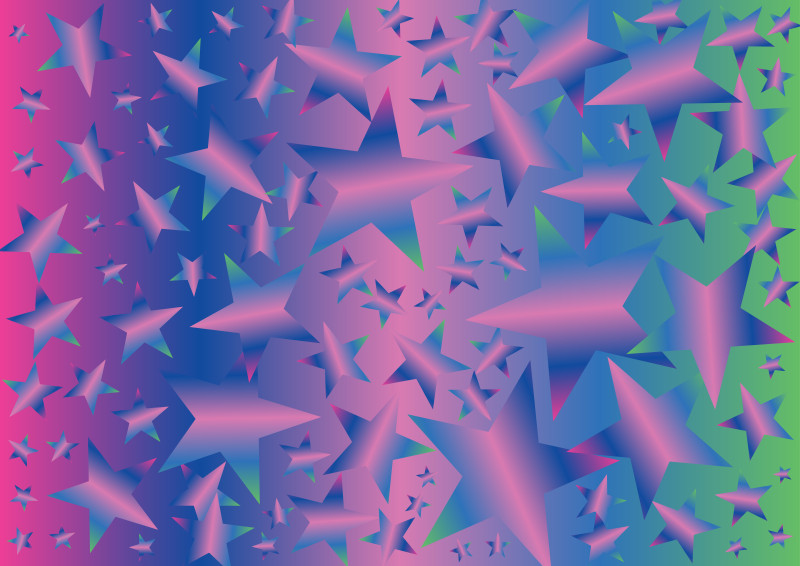 Abstract Blue Pink and Green Gradient Star Background Vector Illustration