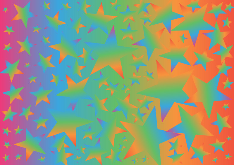 Green Orange and Pink Gradient Star Background