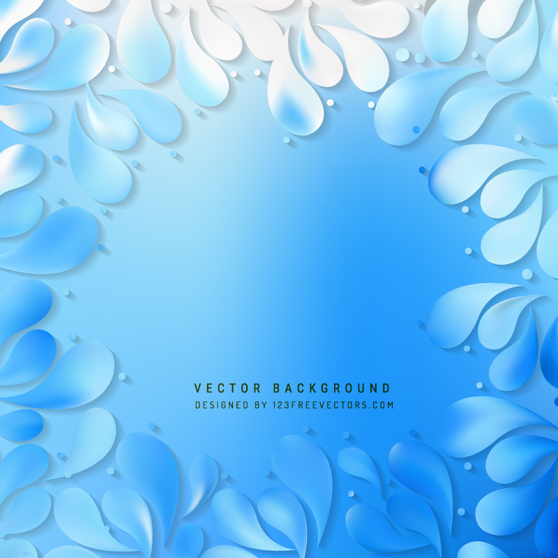 Abstract Blue Floral Drops Background