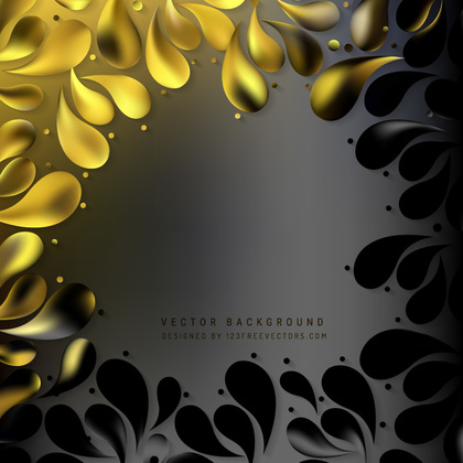 Abstract Black Gold Decorative Floral Drops Background