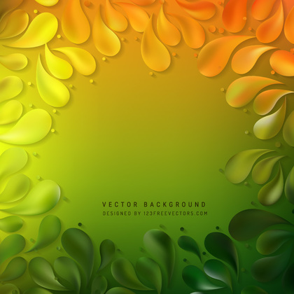 Abstract Orange Green Floral Drops Background