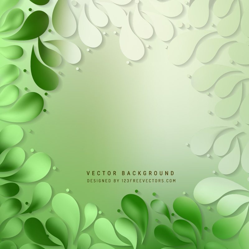 Abstract Green Floral Ornamental Drops Background