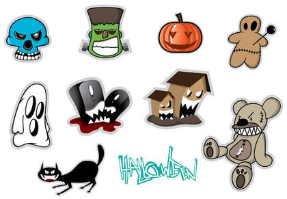 Free Halloween Stickers Vector Set