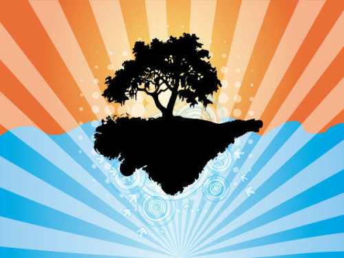 Vector Abstract Background with Tree Silhouette