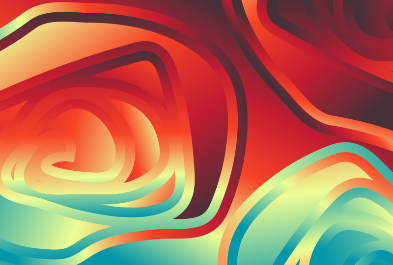 Abstract Red Yellow and Blue Gradient Curved Ripple Lines Background