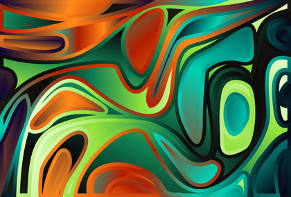 Blue Green and Orange Psychedelic Background Vector Art