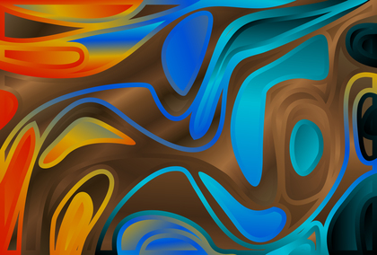 Abstract Blue Orange and Brown Psychedelic Background Graphic