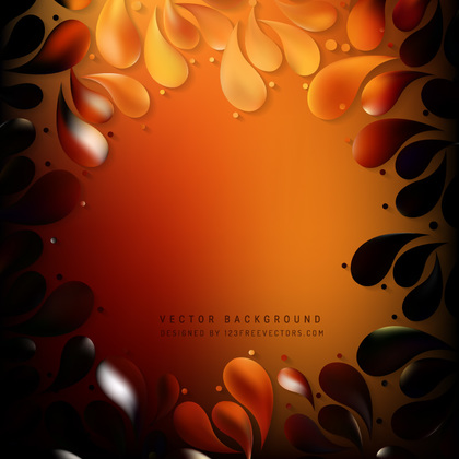 Black Orange Fire Decorative Floral Drops Background