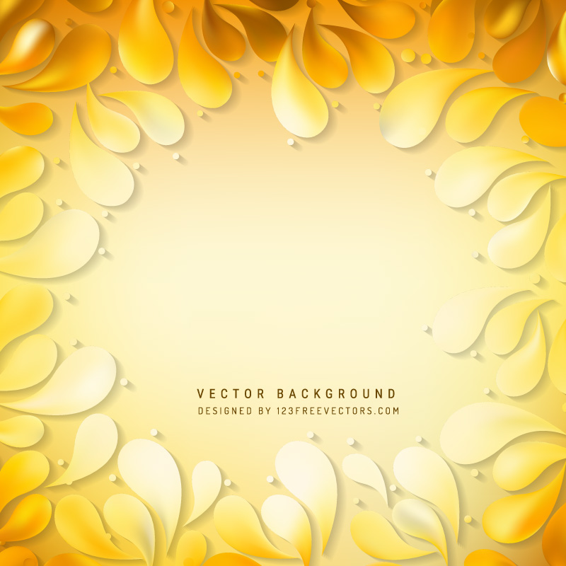 Abstract Yellow Orange Decorative Floral Drops Background