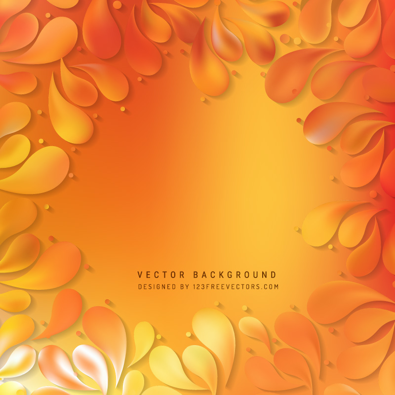 Abstract Yellow Orange Floral Ornamental Drops Background