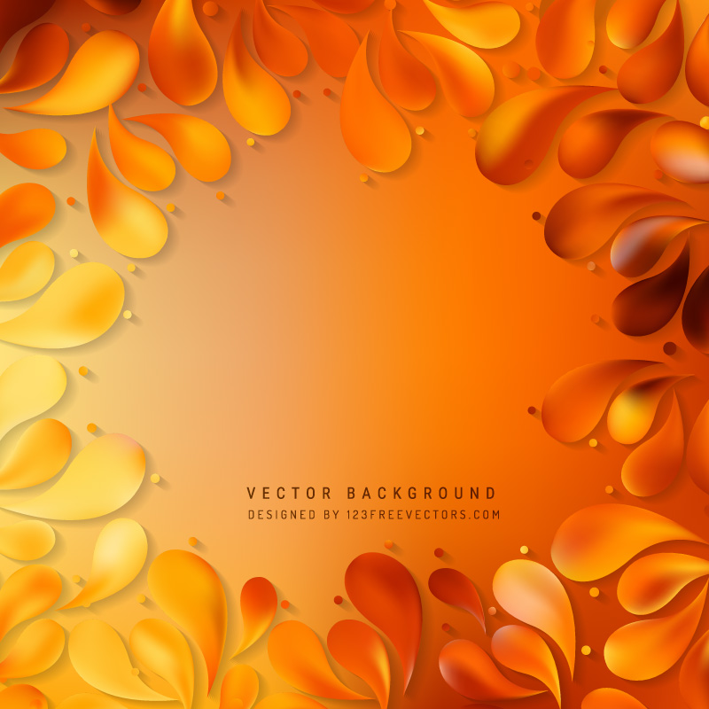 Cool Orange Decorative Floral Drops Background