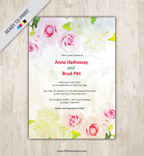 Floral Watercolor Invitation Card Design