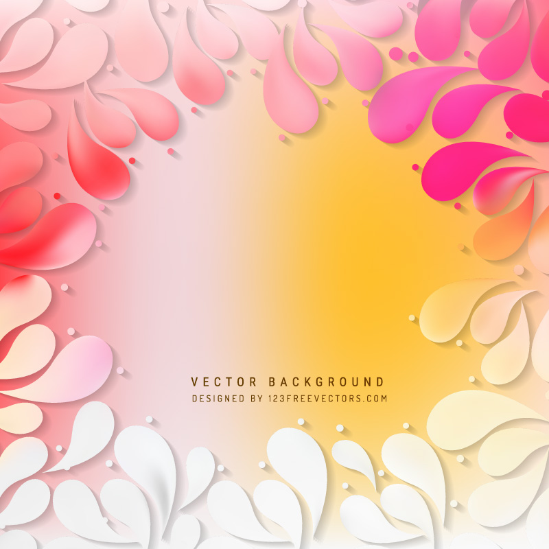 Yellow Pink Floral Ornamental Drops Background