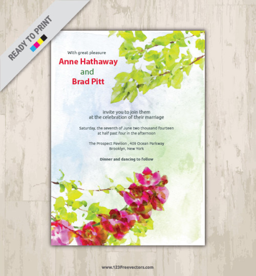 Floral Watercolor Invitation Clip Art