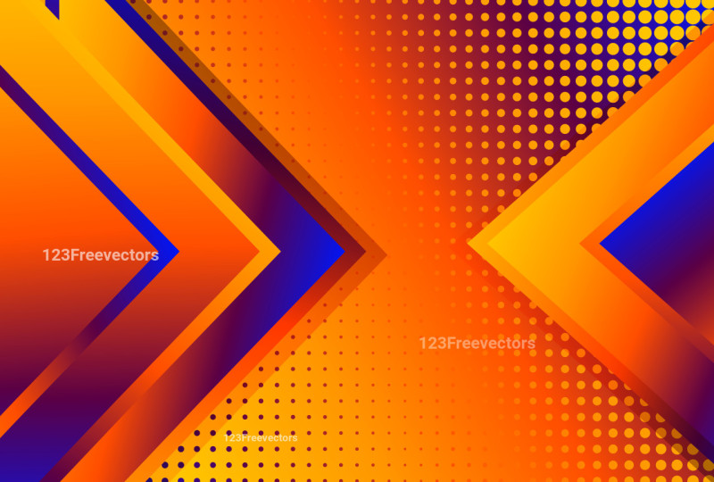 Blue and Orange Gradient Arrow Background with Dots Pattern