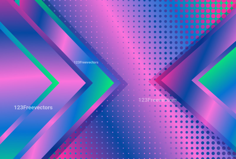Blue Pink and Green Gradient Arrow Dotted Background Vector Eps