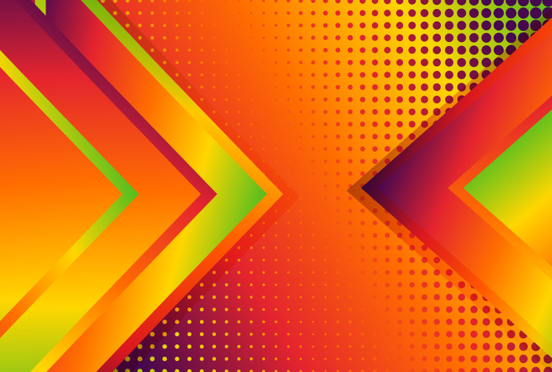 Abstract Red Green and Orange Gradient Arrow Background with Dot Background