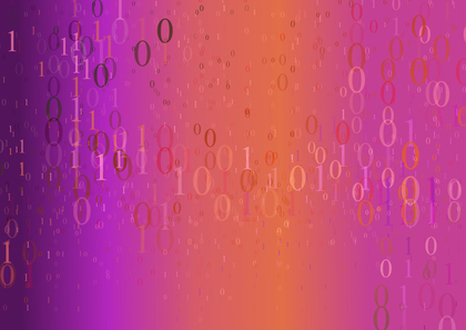 Binary Numbers One and Zero on Pink and Orange Gradient Background Vector Art