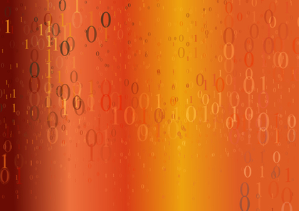 Abstract Binary Numbers One and Zero on Red and Orange Gradient Background Vector Eps