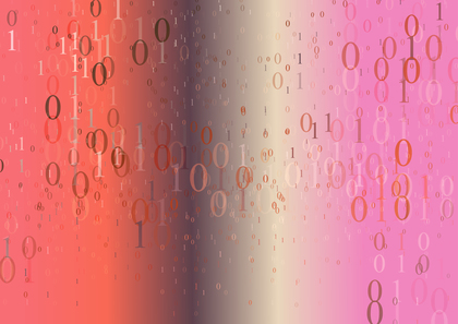 Abstract Binary Numbers One and Zero on Pink Orange and Brown Gradient Background