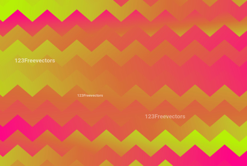 Abstract Green Orange and Pink Gradient Chevron Zig Zag Background