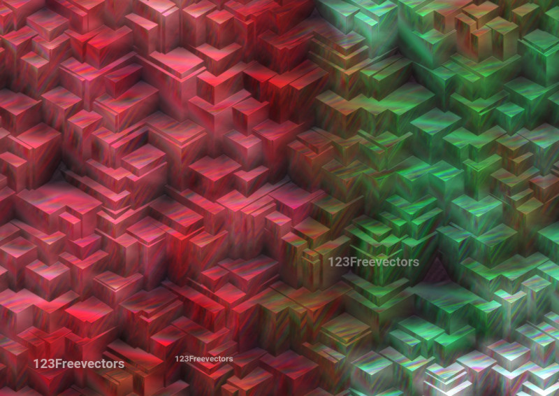 Abstract Red and Green 3D Modern Geometric Background Image