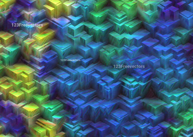 Blue Green and Yellow 3D Cube Shape Background Image