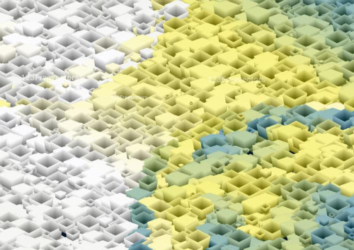 Abstract Blue Yellow and White Three Dimensional Square Background Image