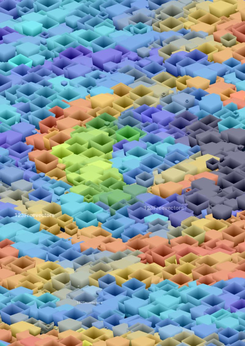 Blue Green and Yellow Three Dimensional Square Background