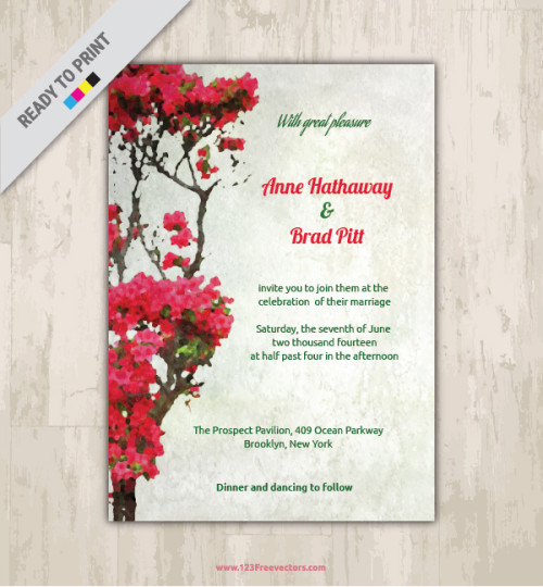 Floral Watercolor Wedding Invitation Clip Art