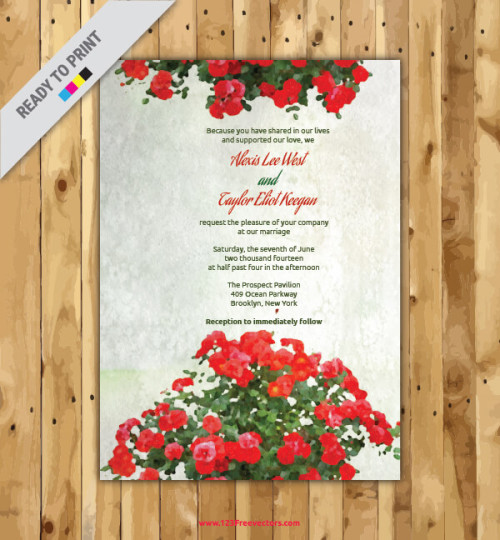 Floral Watercolor Wedding Invitation Template